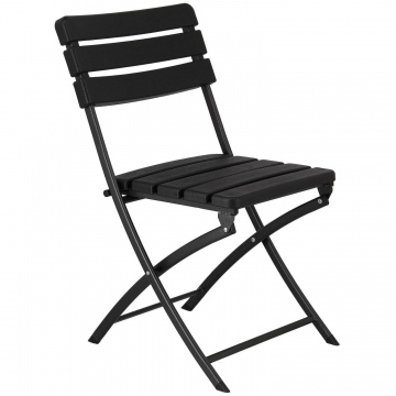 Silla Polietileno De Alta De Simil Madera Negra 46x81x55