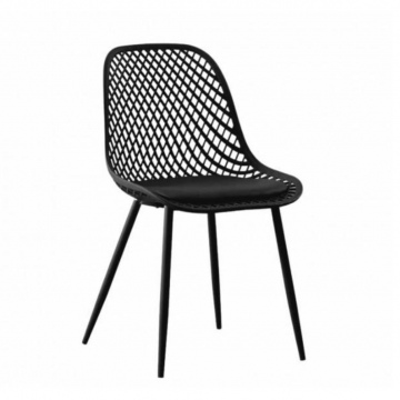 Silla Negra Metálica Con Cojín Acolchado